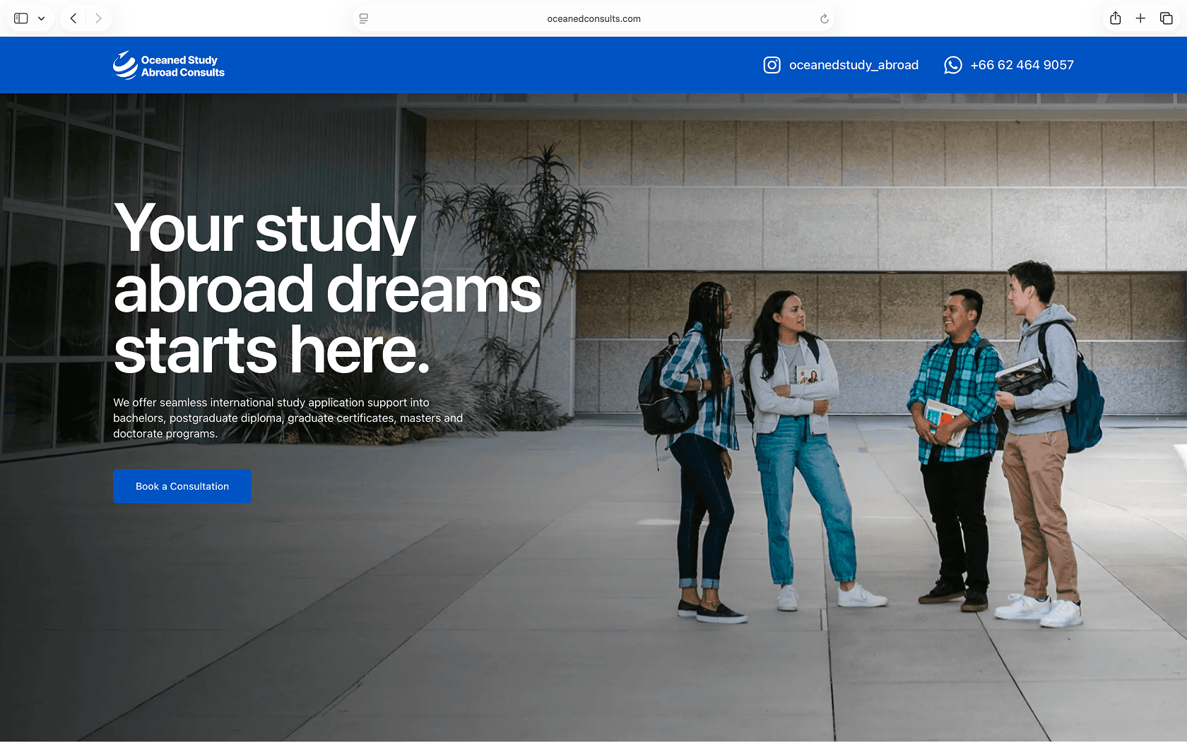 Oceaned Study Abroad Platform screenshot