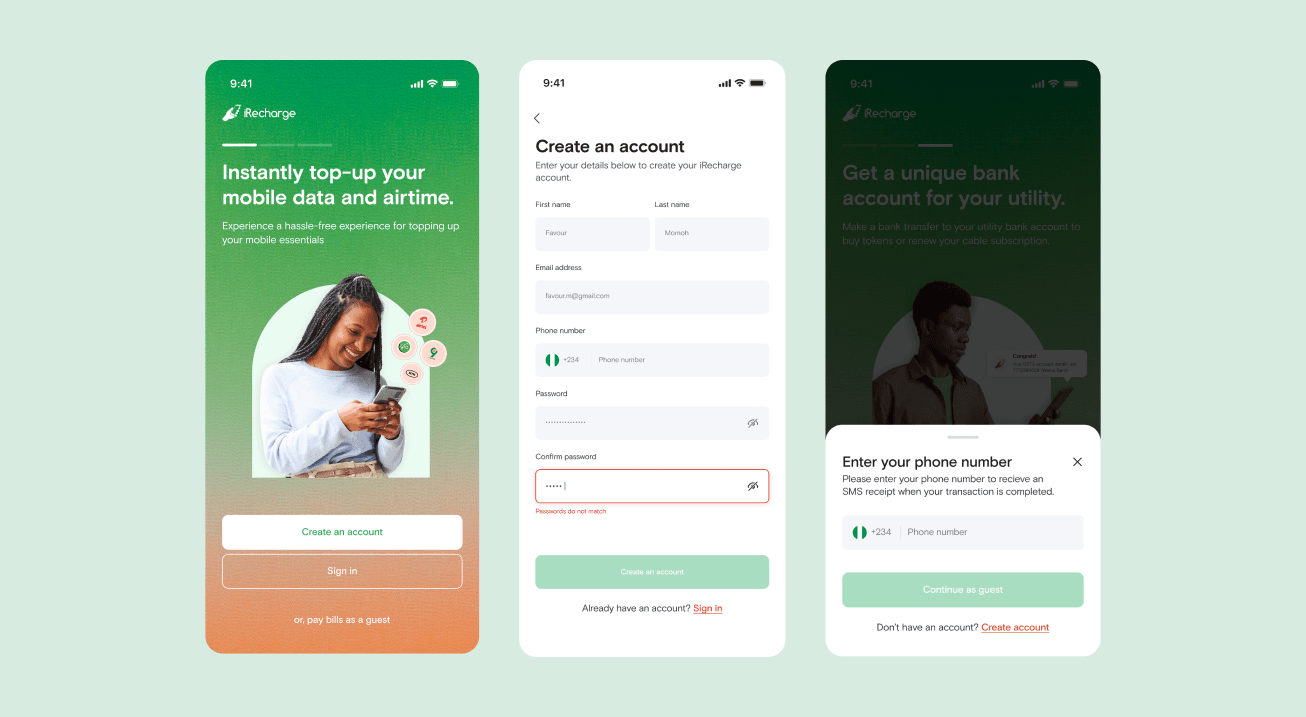 Redesigned mobile onboarding flow.