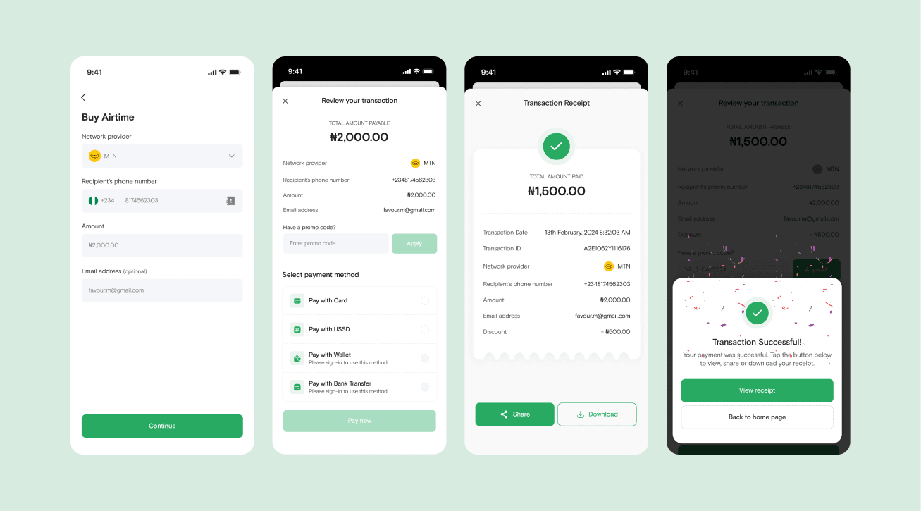 Redesigned purchase and service flow on mobile.